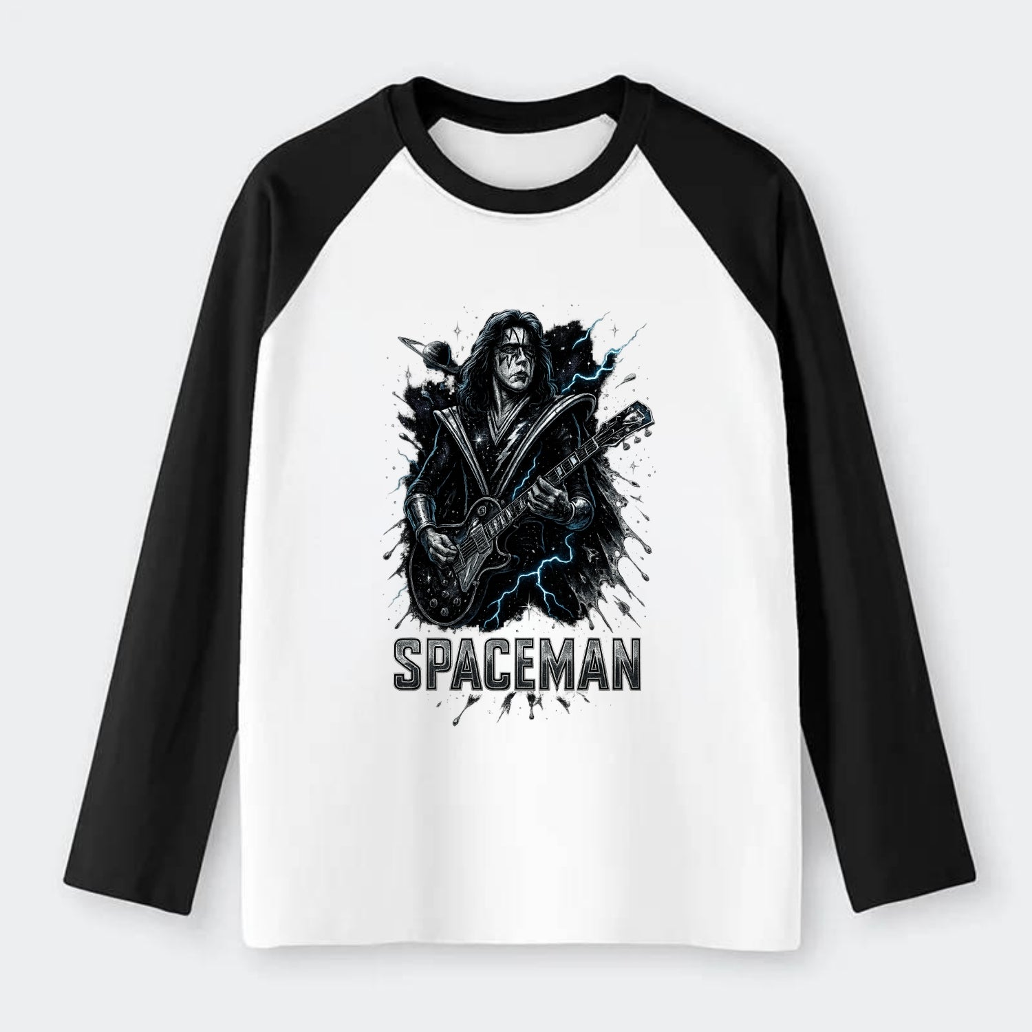 Silver Splash - Raglan Long Sleeve T-Shirt - Black