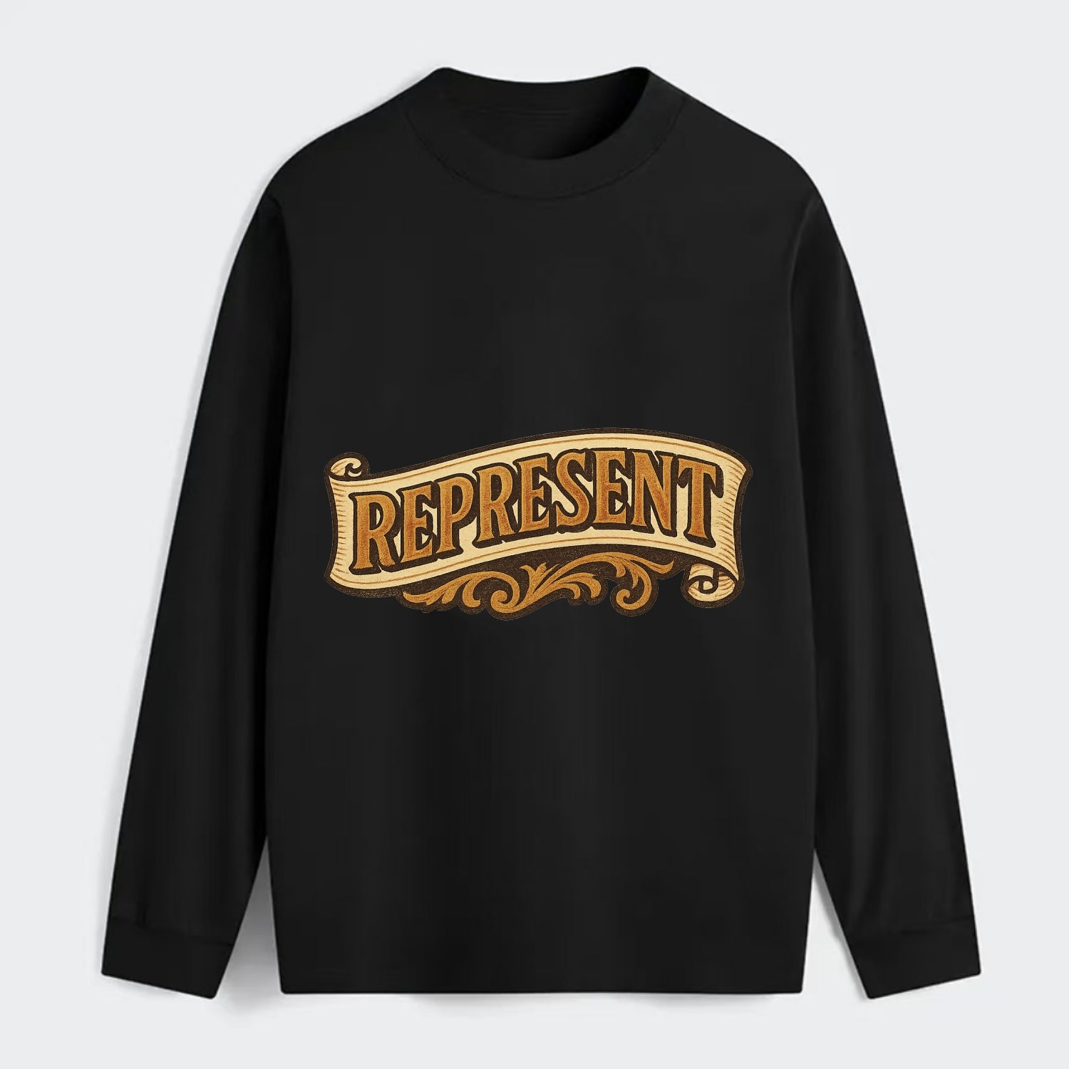 Bold typography design - "REPRESENT" - showing where you from - Classic Long Sleeve Shirt - Black