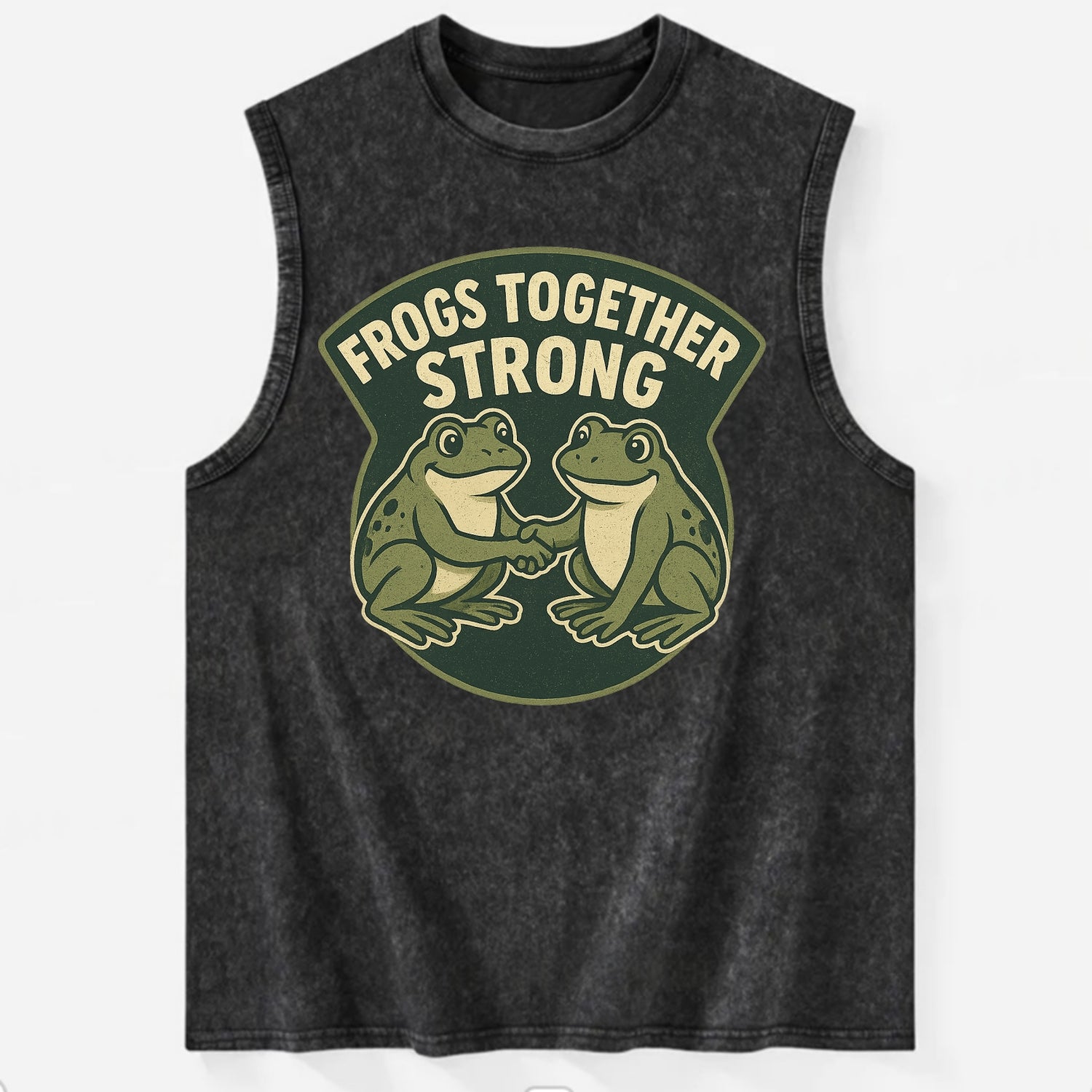 Frogs Together Strong 3 - Vintage Washed Tank - Black