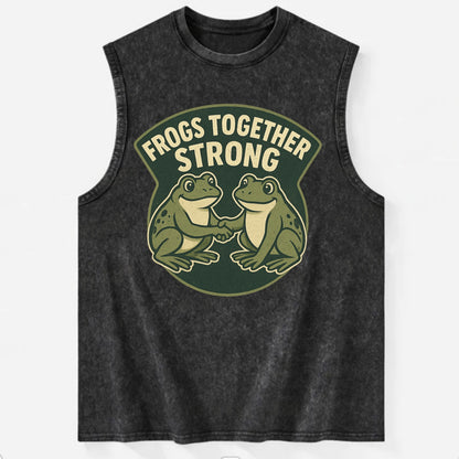 Frogs Together Strong 3 - Vintage Washed Tank - Black