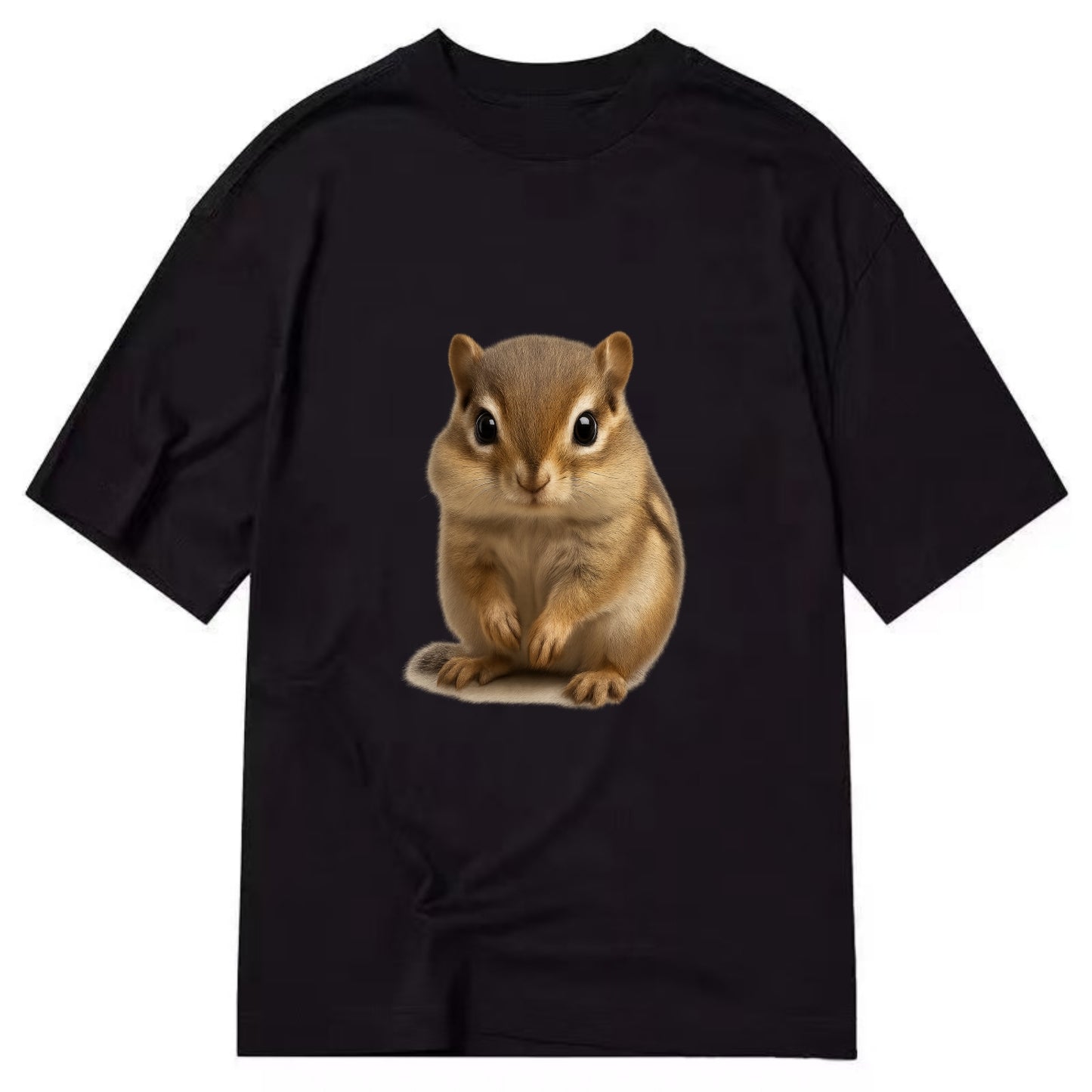 Baby Chipmunk - striped back, cheek pouches, tiny paws, bright eyes, - Classic T-shirt - Black
