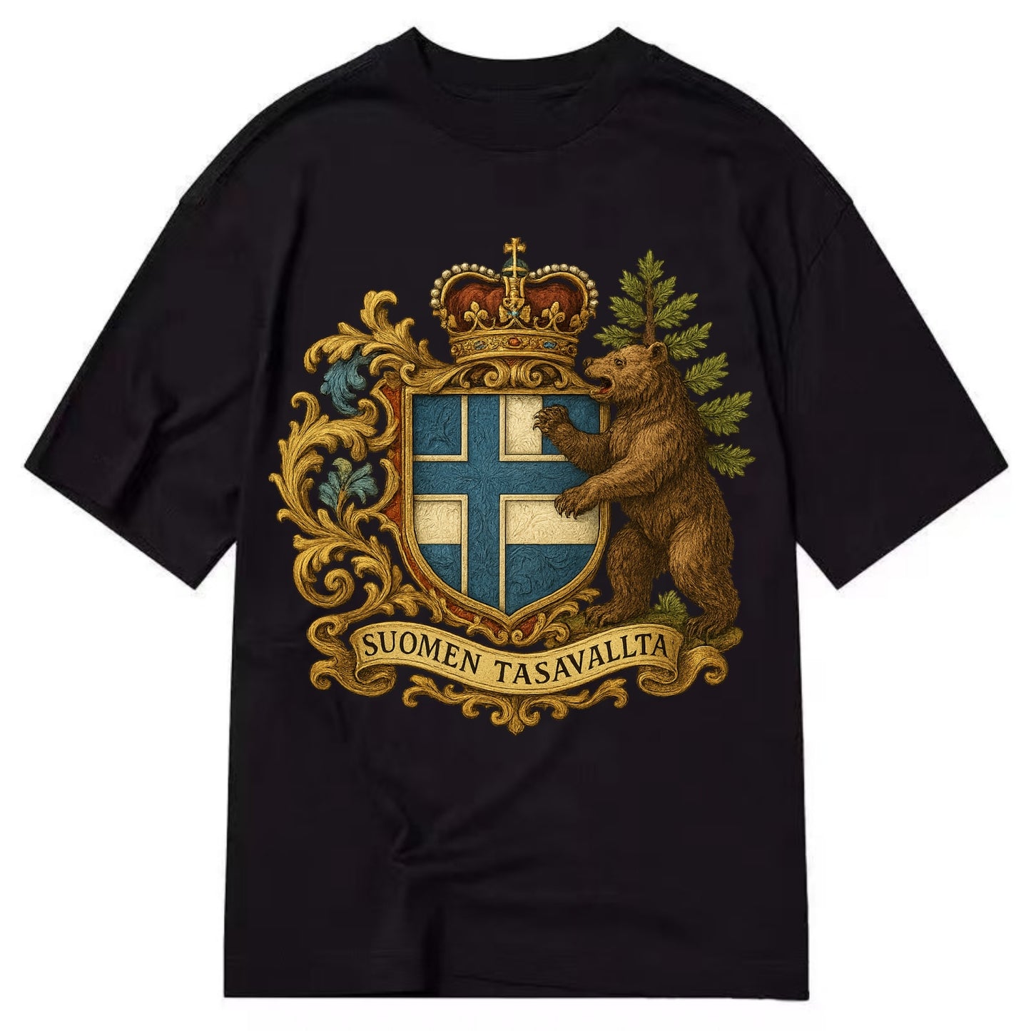 Finland Brown Bear Emblem  - Classic T-shirt - Black