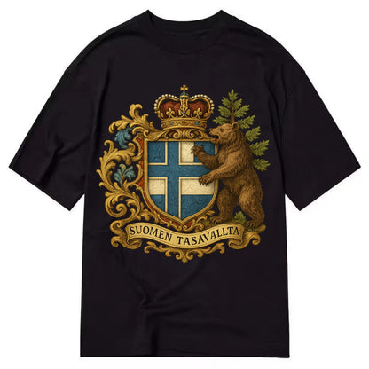 Finland Brown Bear Emblem  - Classic T-shirt - Black