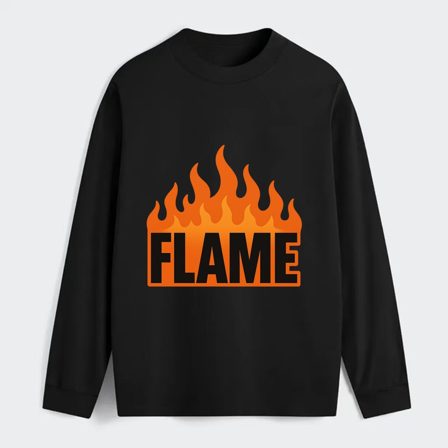 Bold typography design - "FLAME" - burning bright, passionate - Classic Long Sleeve Shirt - Black