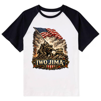 Iwo Jima Flag Raising - Contrast Raglan T-shirt - Black