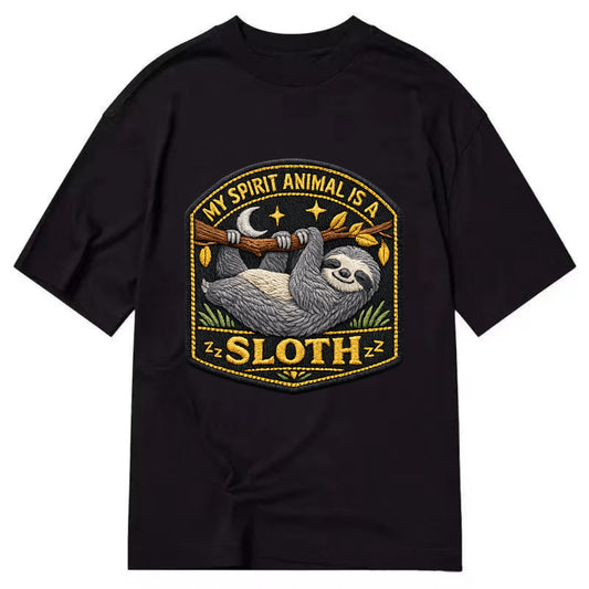 MY SPIRIT ANIMAL IS A SLOTH - lazy sloth in gray , slow life - Classic T-shirt - Black