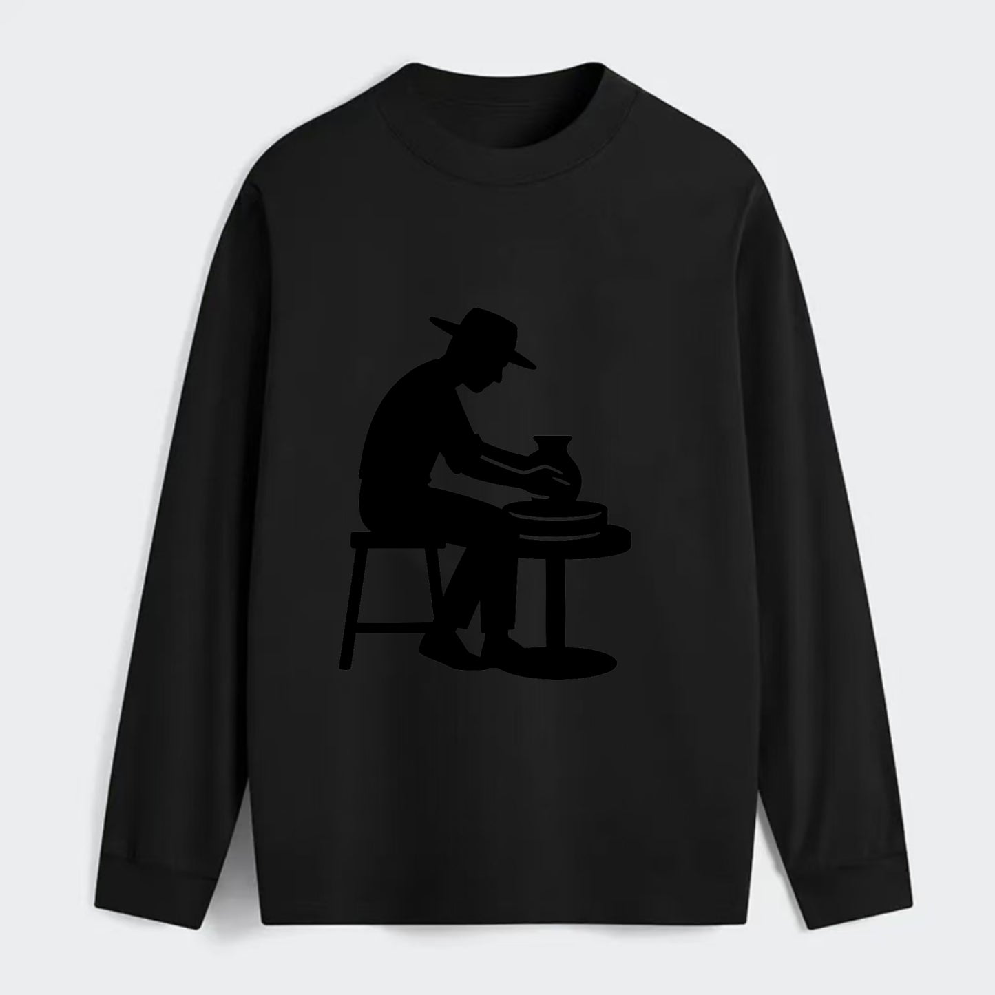 Potter shaping clay on wheel - Classic Long Sleeve Shirt - Black