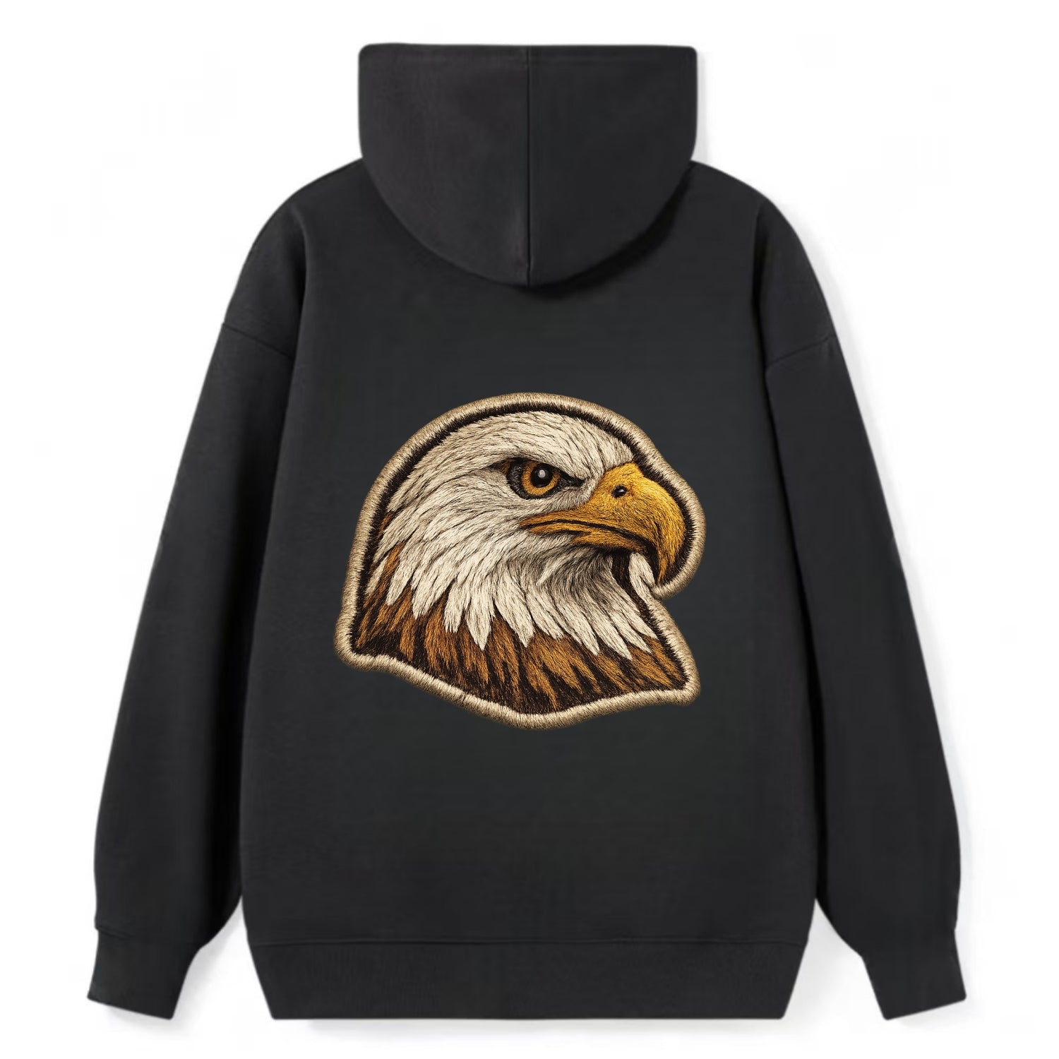 EAGLE HEAD PROFILE - majestic bald eagle in brown, white and gold , - Classic Pullover Hoodie - Black