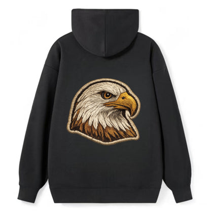EAGLE HEAD PROFILE - majestic bald eagle in brown, white and gold , - Classic Pullover Hoodie - Black
