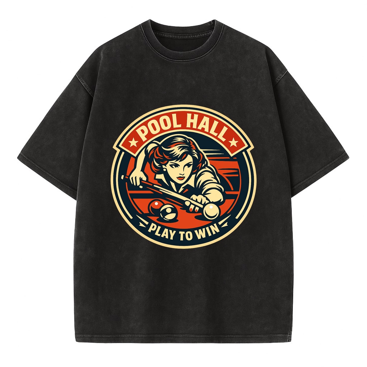 Cue Queen Emblem - Vintage T-shirt - Black