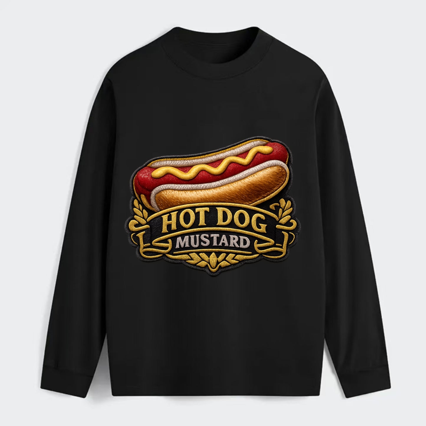 HOT DOG MUSTARD - classic hot dog in tan yellow red , ballpark food - Classic Long Sleeve Shirt - Black
