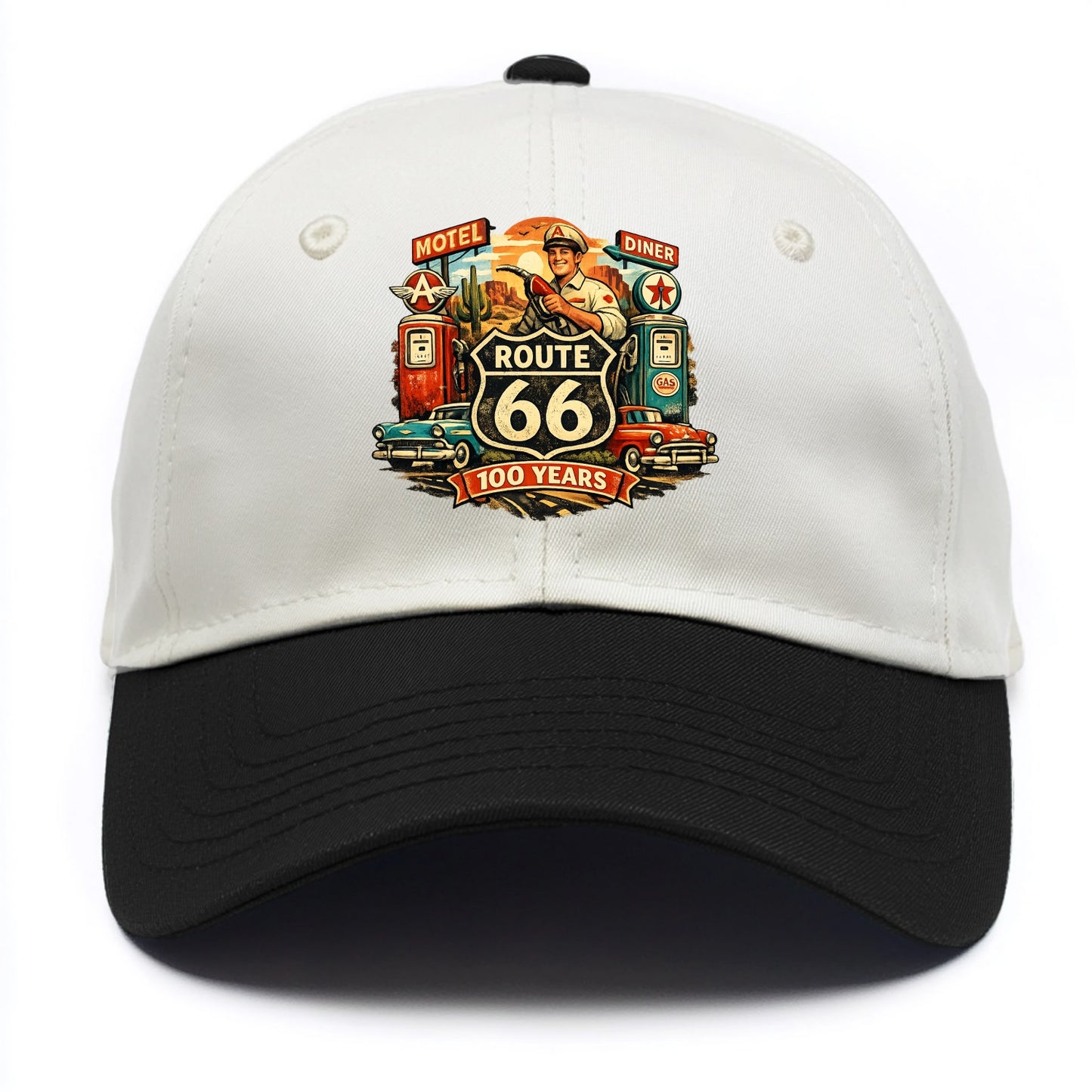 FILL ER UP | Vintage gas pumps | Flying A or Texaco style | Service station | Fuel - Two Tone Cap - Black