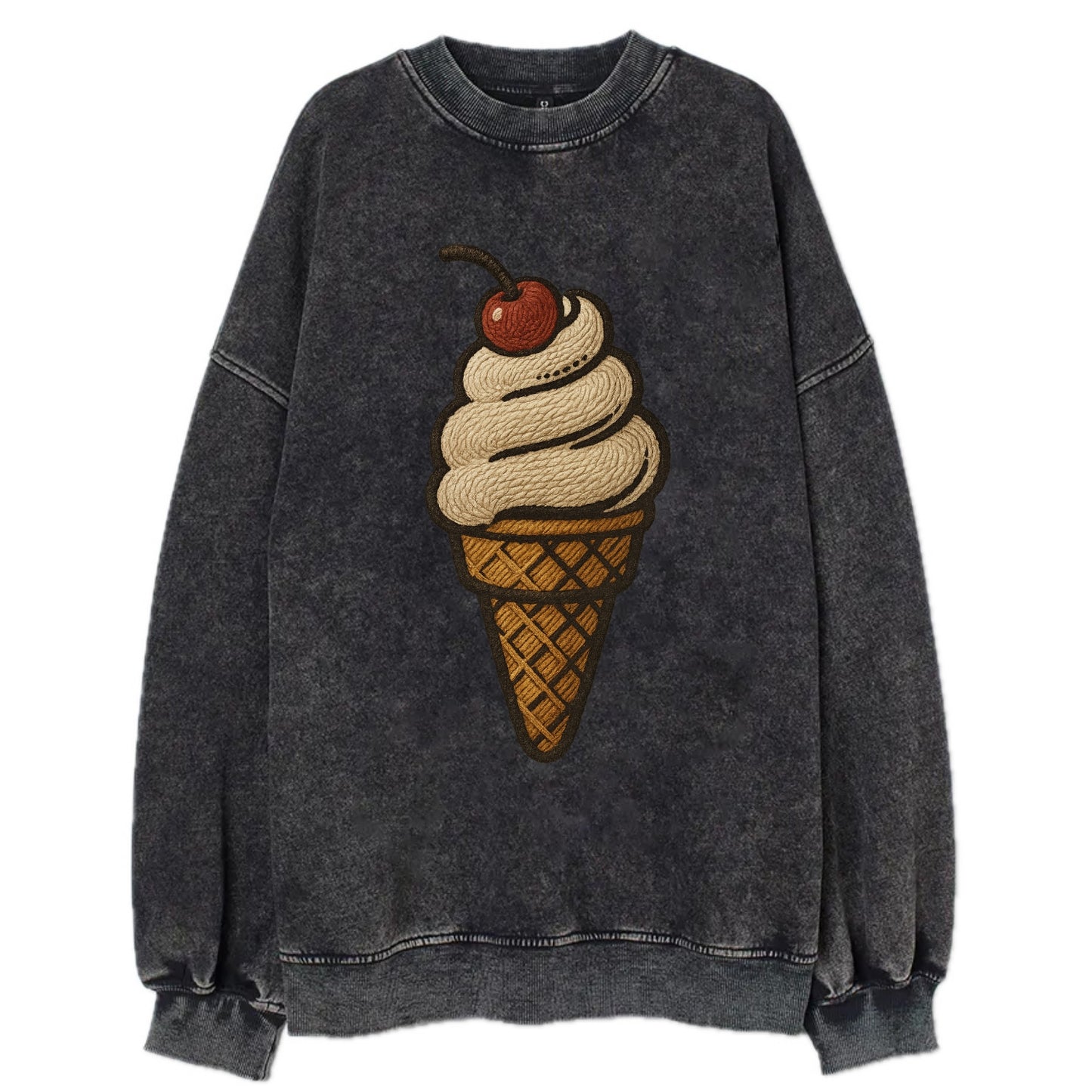 Ice Cream Cone  - Vintage Sweatshirt - Black