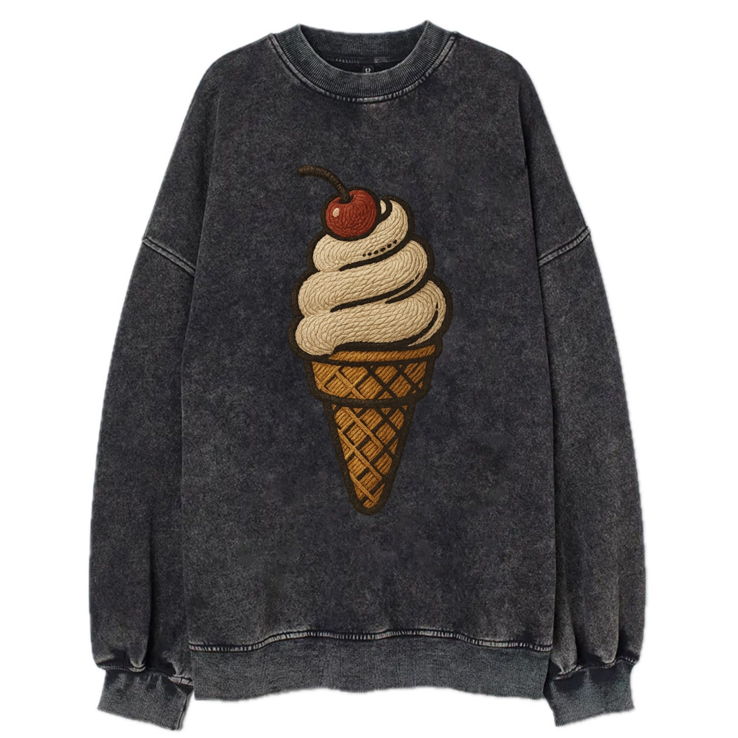 Ice Cream Cone  - Vintage Sweatshirt - Black