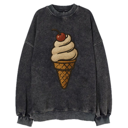 Ice Cream Cone  - Vintage Sweatshirt - Black