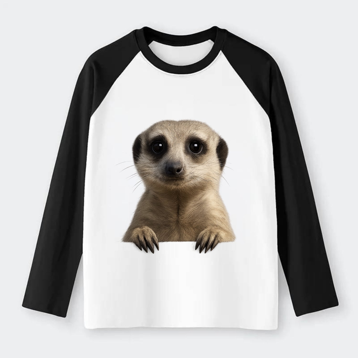 Meerkat  - Raglan Long Sleeve T-Shirt - Black