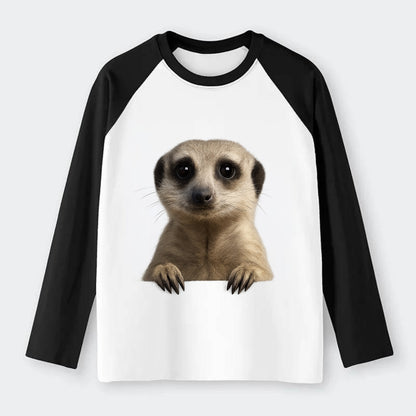 Meerkat  - Raglan Long Sleeve T-Shirt - Black