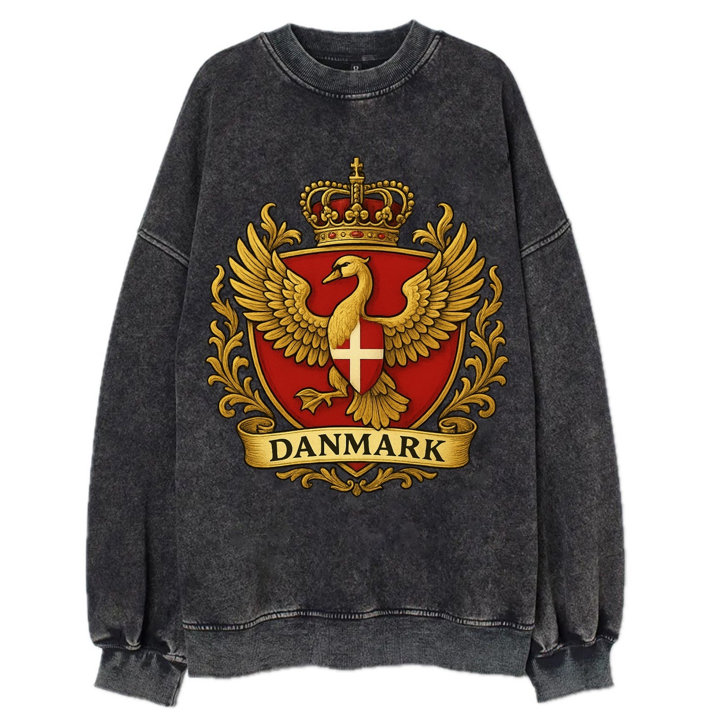 Denmark Heritage Badge  - Vintage Sweatshirt - Black