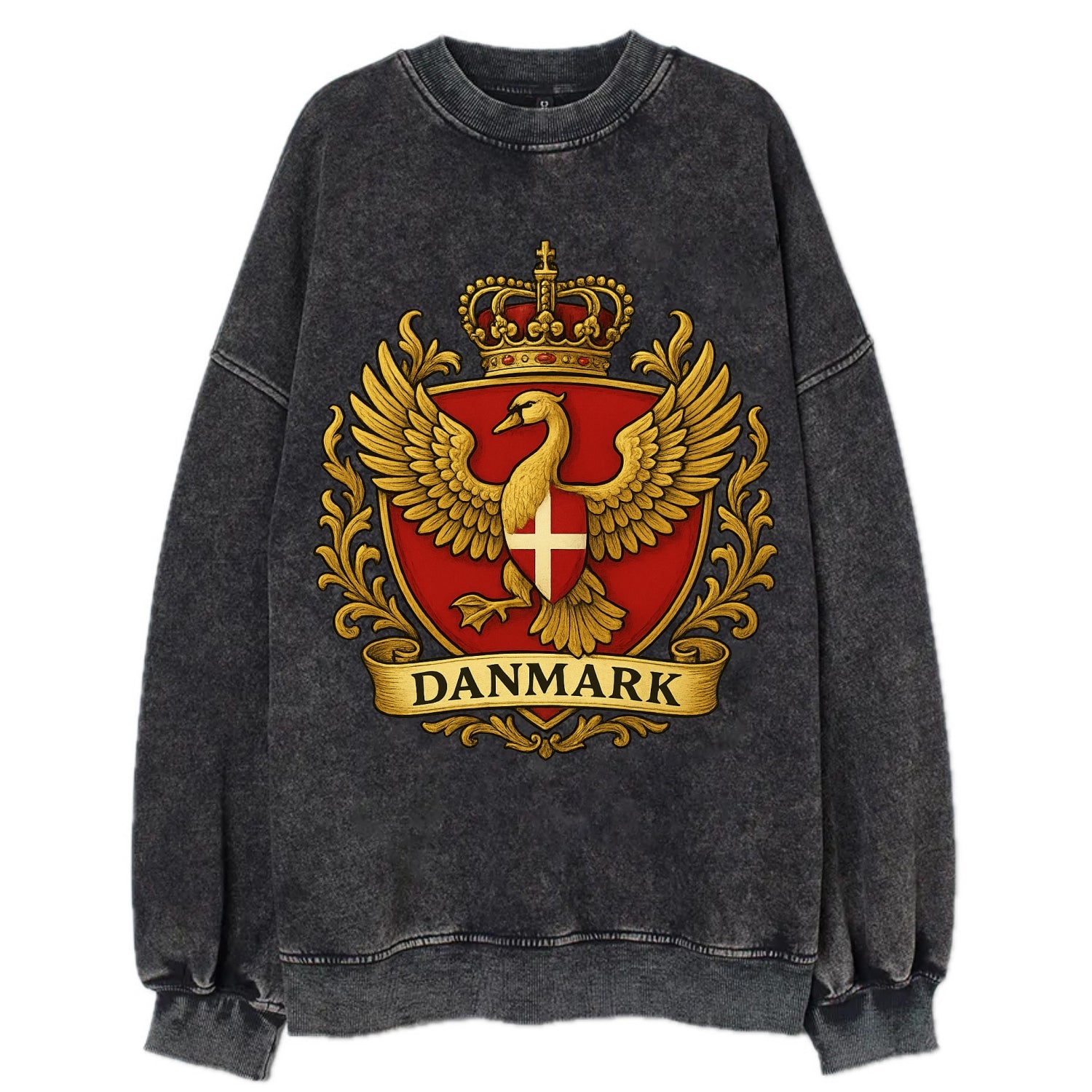Denmark Heritage Badge  - Vintage Sweatshirt - Black