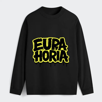 Bold typography design - "EUPHORIA" - intense happiness, ecstasy - Classic Long Sleeve Shirt - Black