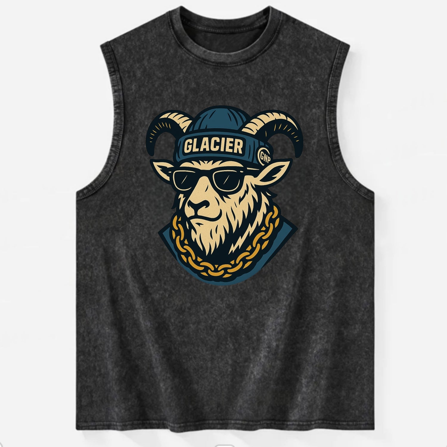 Glacier Mountain Goat - Vintage Washed Tank - Black