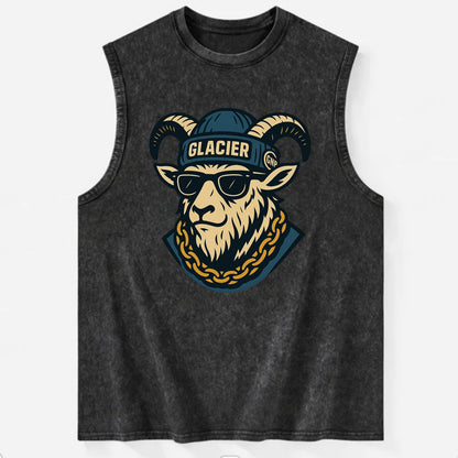 Glacier Mountain Goat - Vintage Washed Tank - Black
