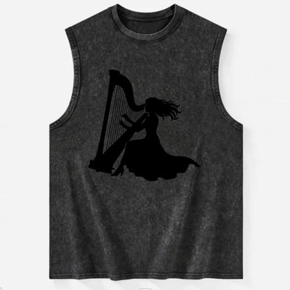 Harpist playing ethereal melody - Vintage Washed Tank - Black