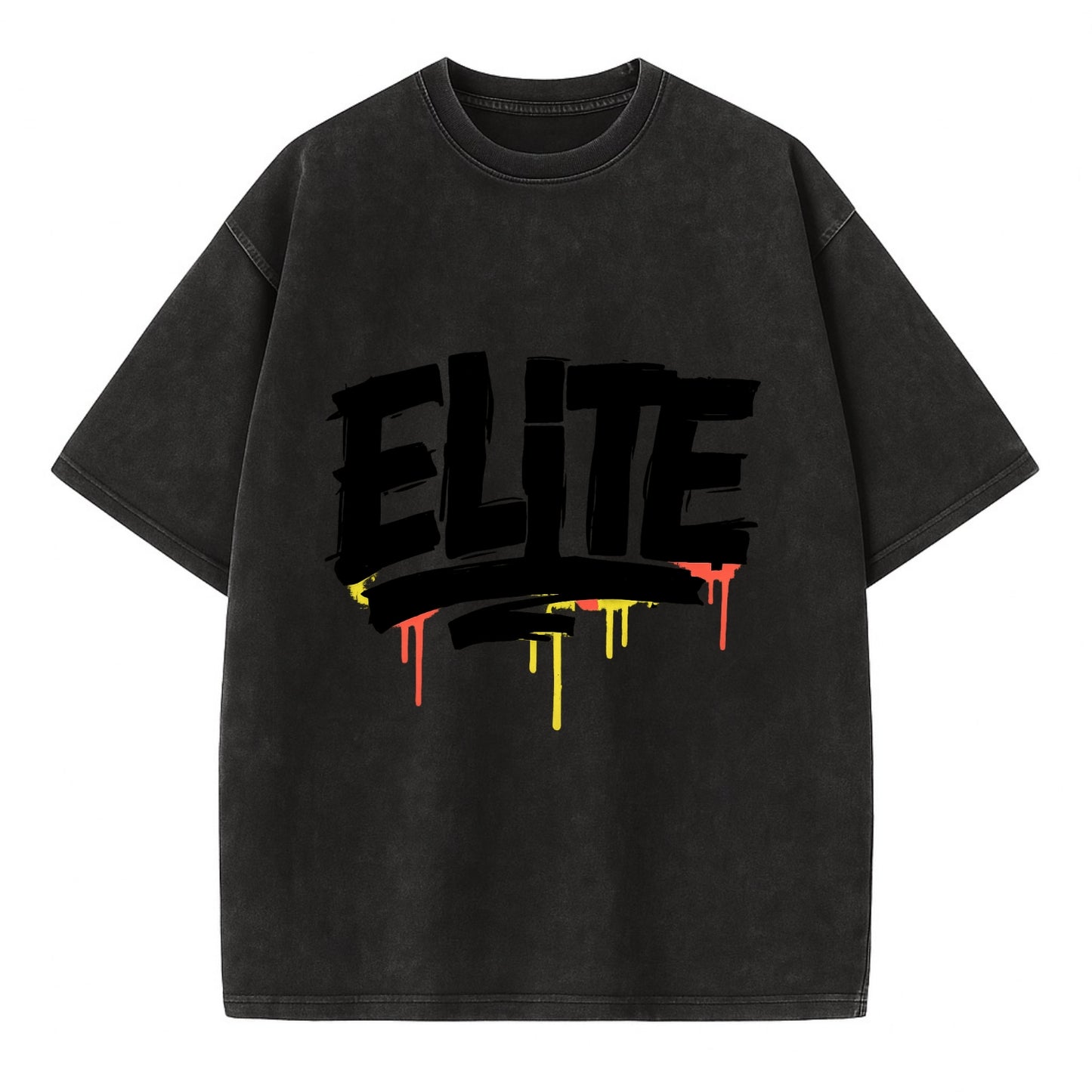 Bold typography design - "ELITE" - top tier, highest level - Vintage T-shirt - Black