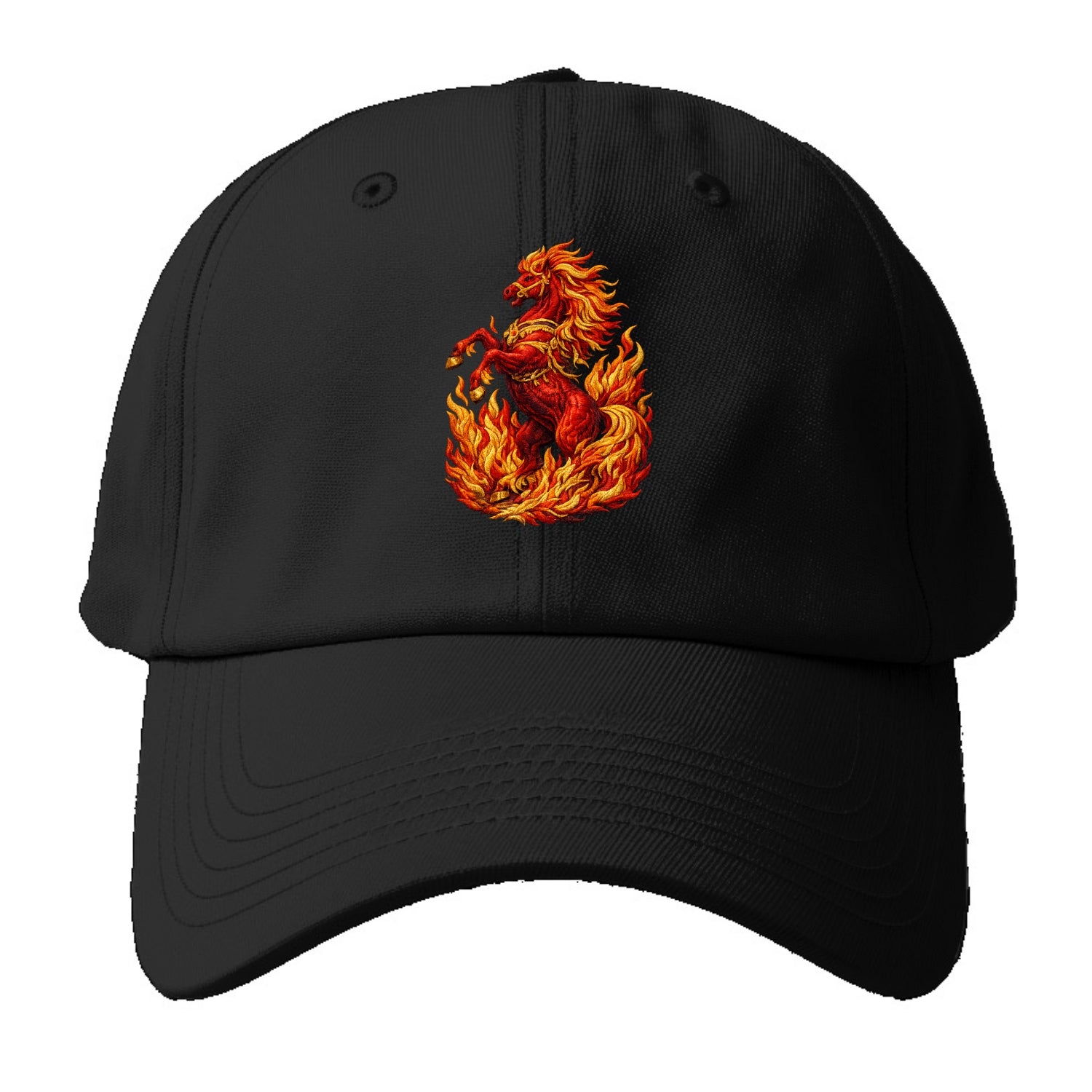 VICTORY BLAZE | Triumphant rearing horse in flames | Achievement celebration | - Baseball Cap - Black