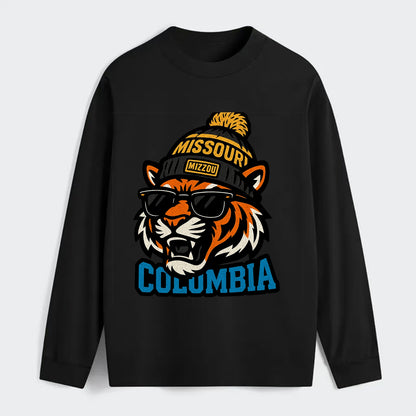 Columbia Tiger wearing Missouri beanie with Mizzou patch - Classic Long Sleeve Shirt - Black