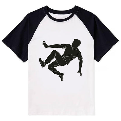 Parkour athlete wall run - Contrast Raglan T-shirt - Black