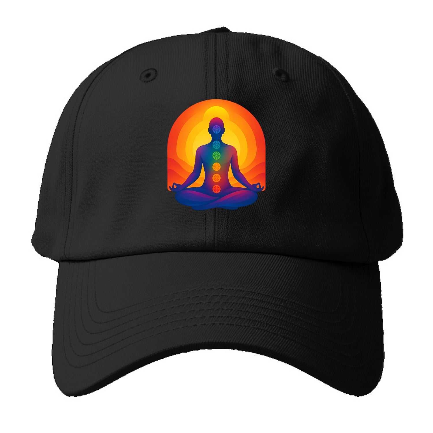 Sunset Meditation - Figure in lotus pose Baseball Cap For Big Heads - Black