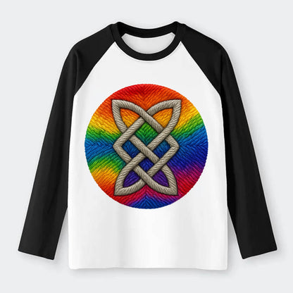 Celtic Shield Knot  - Raglan Long Sleeve T-Shirt - Black