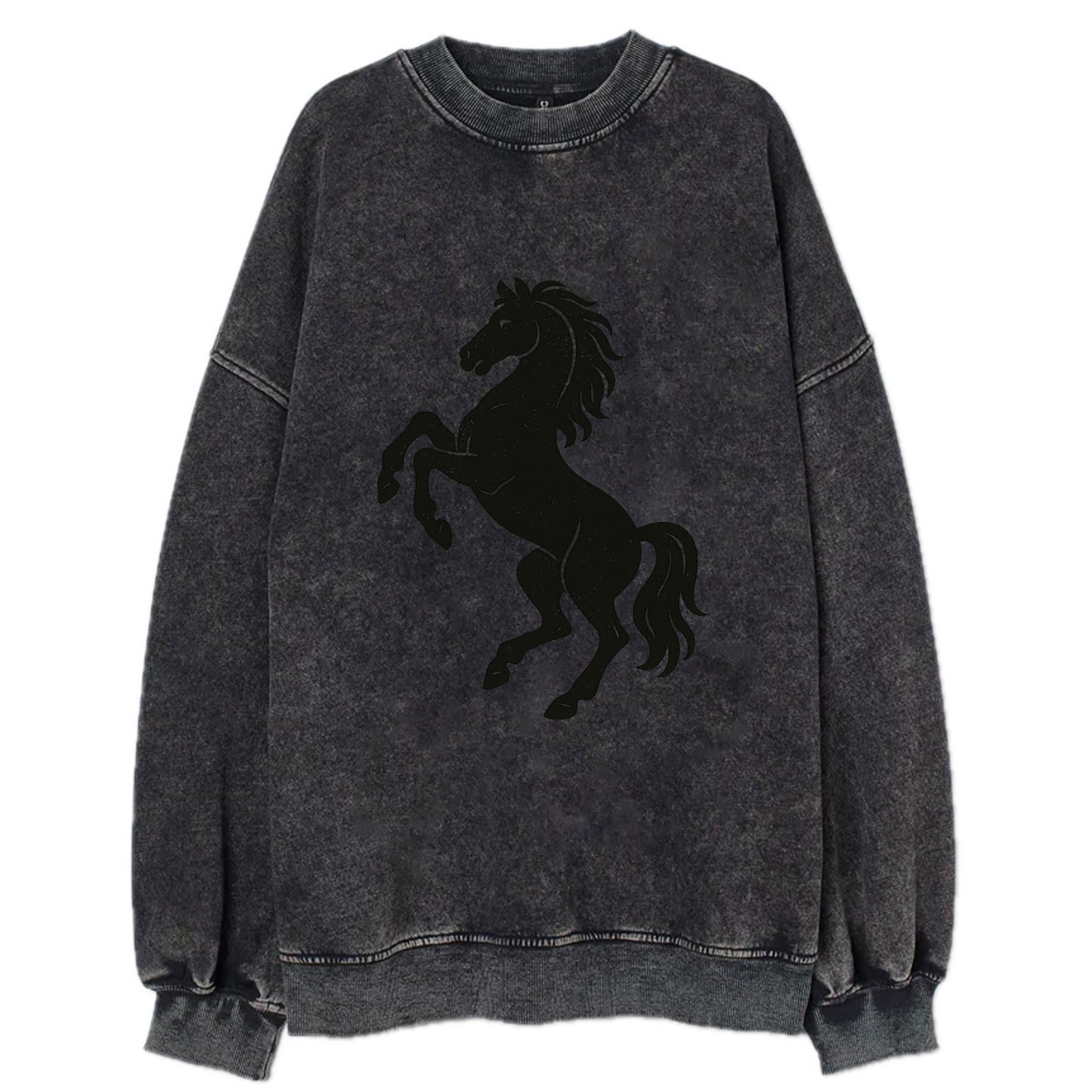 Stallion rearing on hind legs - Vintage Sweatshirt - Black