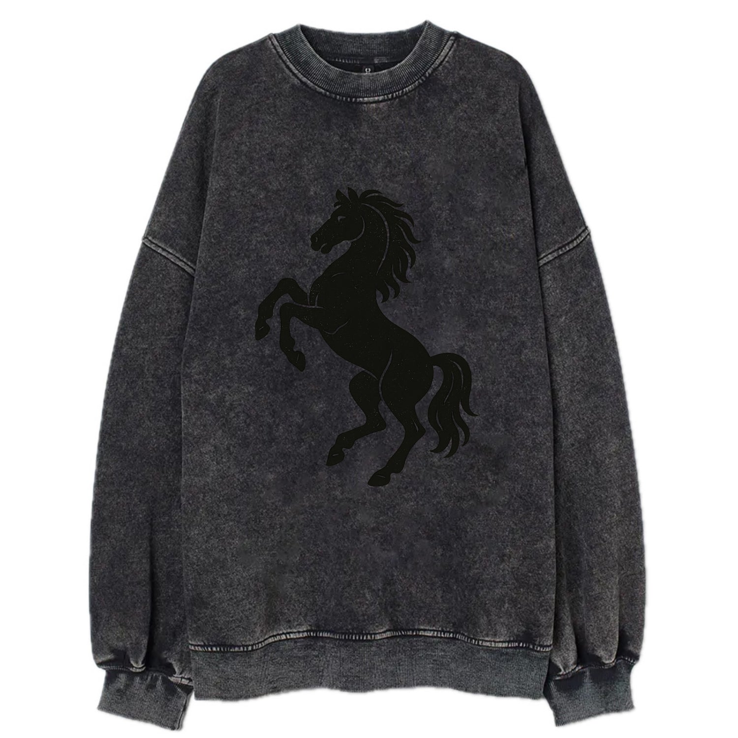 Stallion rearing on hind legs - Vintage Sweatshirt - Black