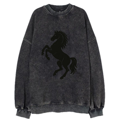 Stallion rearing on hind legs - Vintage Sweatshirt - Black