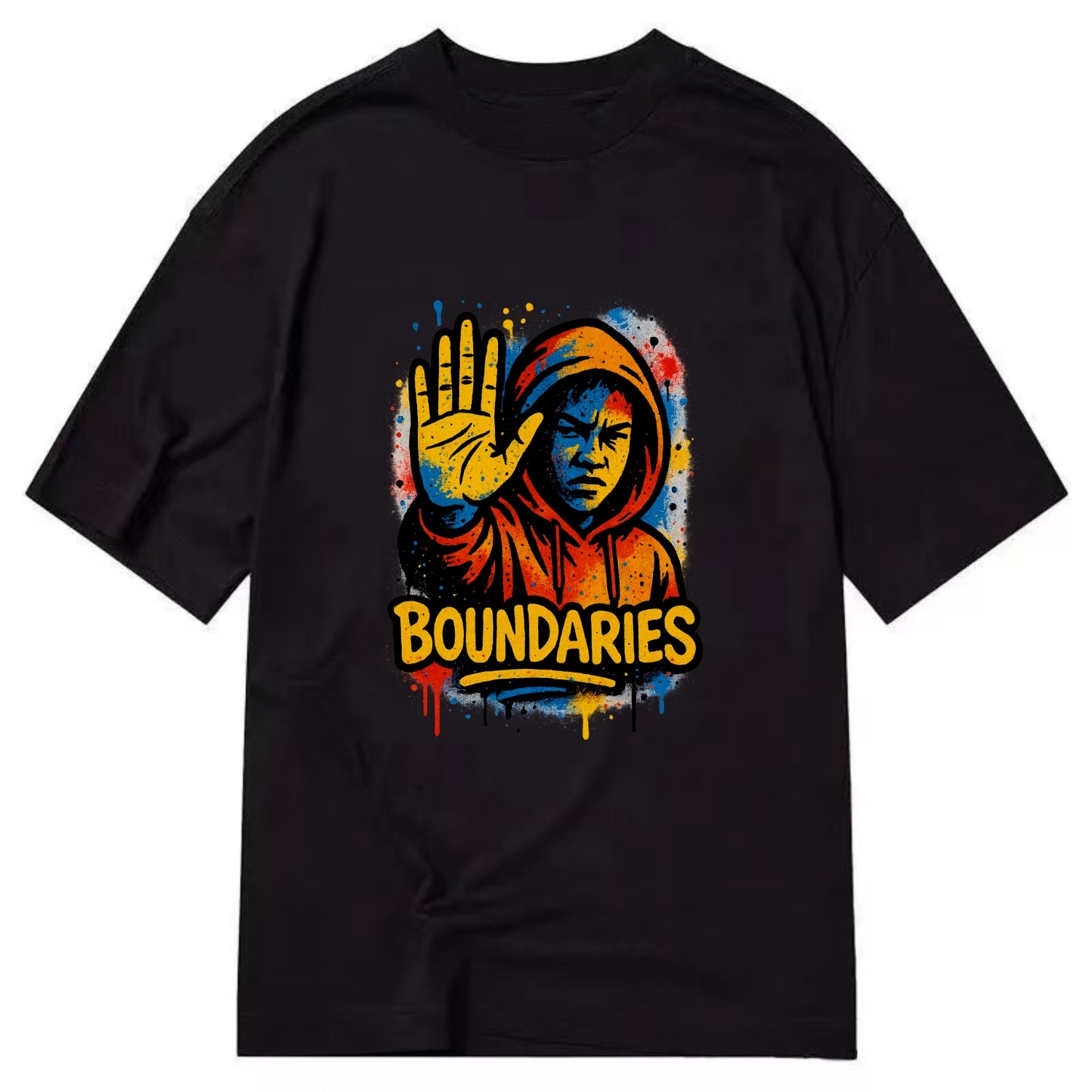 Person holding up hand in "stop" gesture - setting boundaries concept, - Classic T-shirt - Black