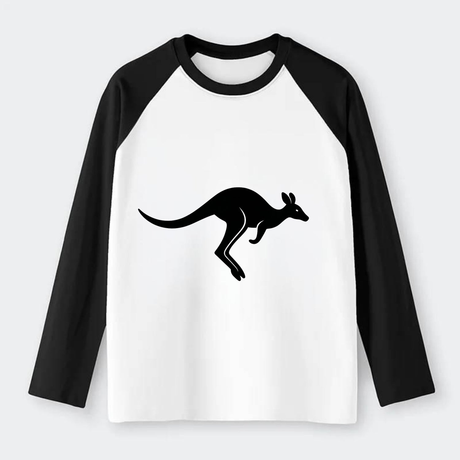 Kangaroo leaping across outback - Raglan Long Sleeve T-Shirt - Black