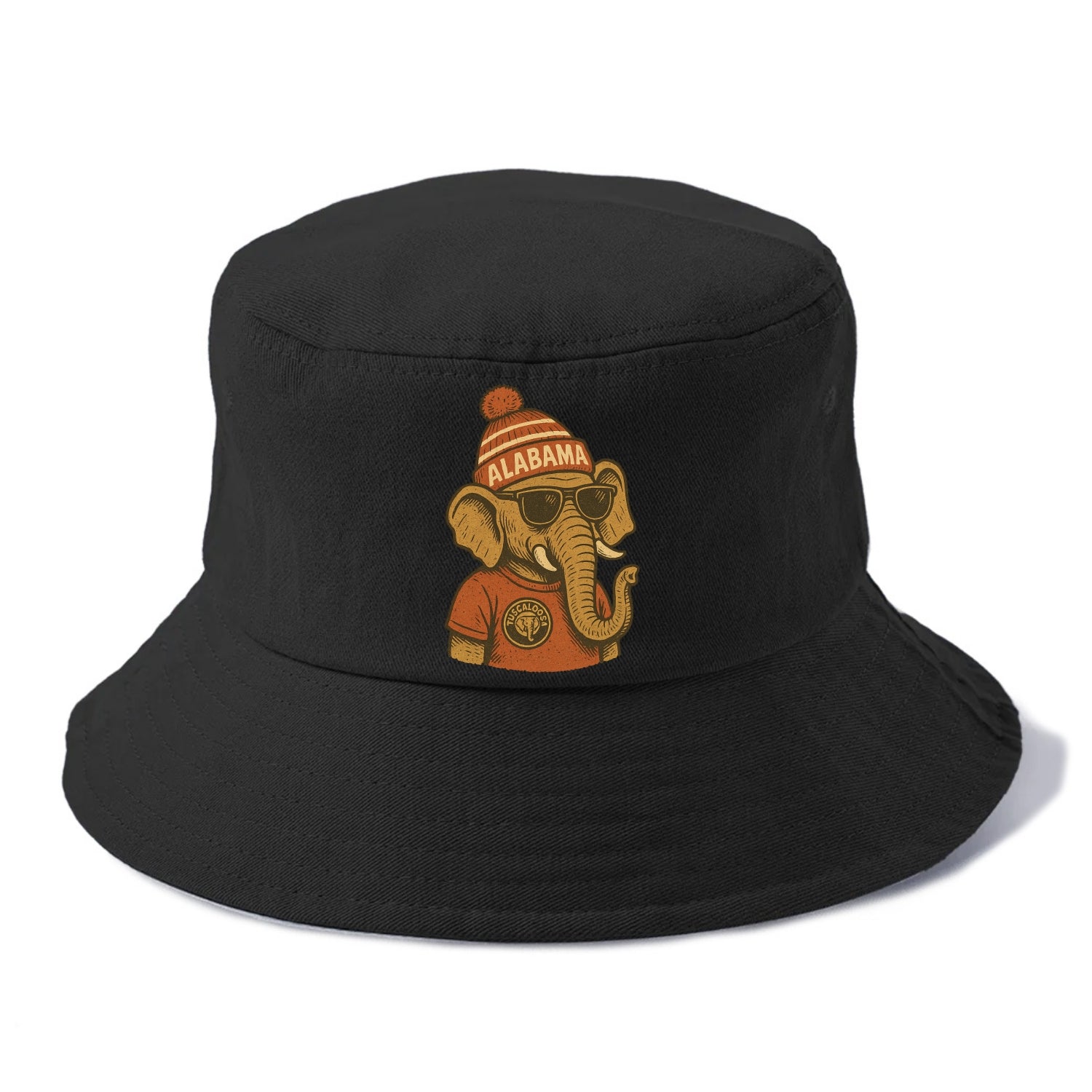 Tuscaloosa Crimson Elephant wearing Alab - Bucket Hat - Black