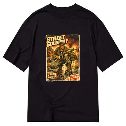 COMBAT READY | Military boots on wet pavement | Street soldier | Urban patrol | - Classic T-shirt - Black