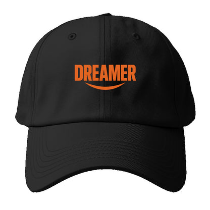 Bold typography design - "DREAMER" - imagination, seeing possibilities - Baseball Cap - Black