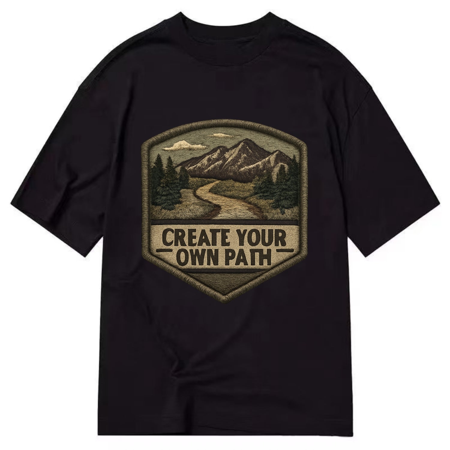 CREATE YOUR OWN PATH - trail with text in brown , independence - Classic T-shirt - Black