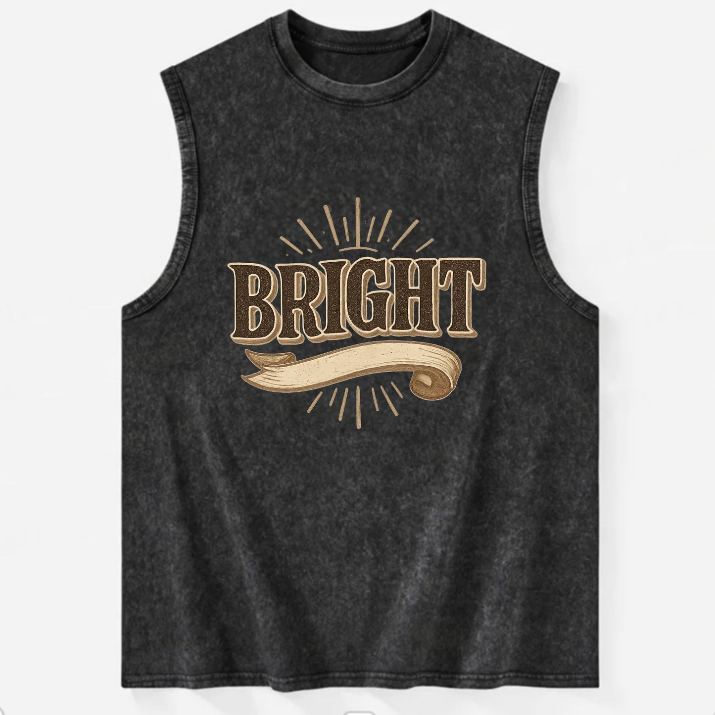 Bold typography design - "BRIGHT" - intelligent, shining - Vintage Washed Tank - Black