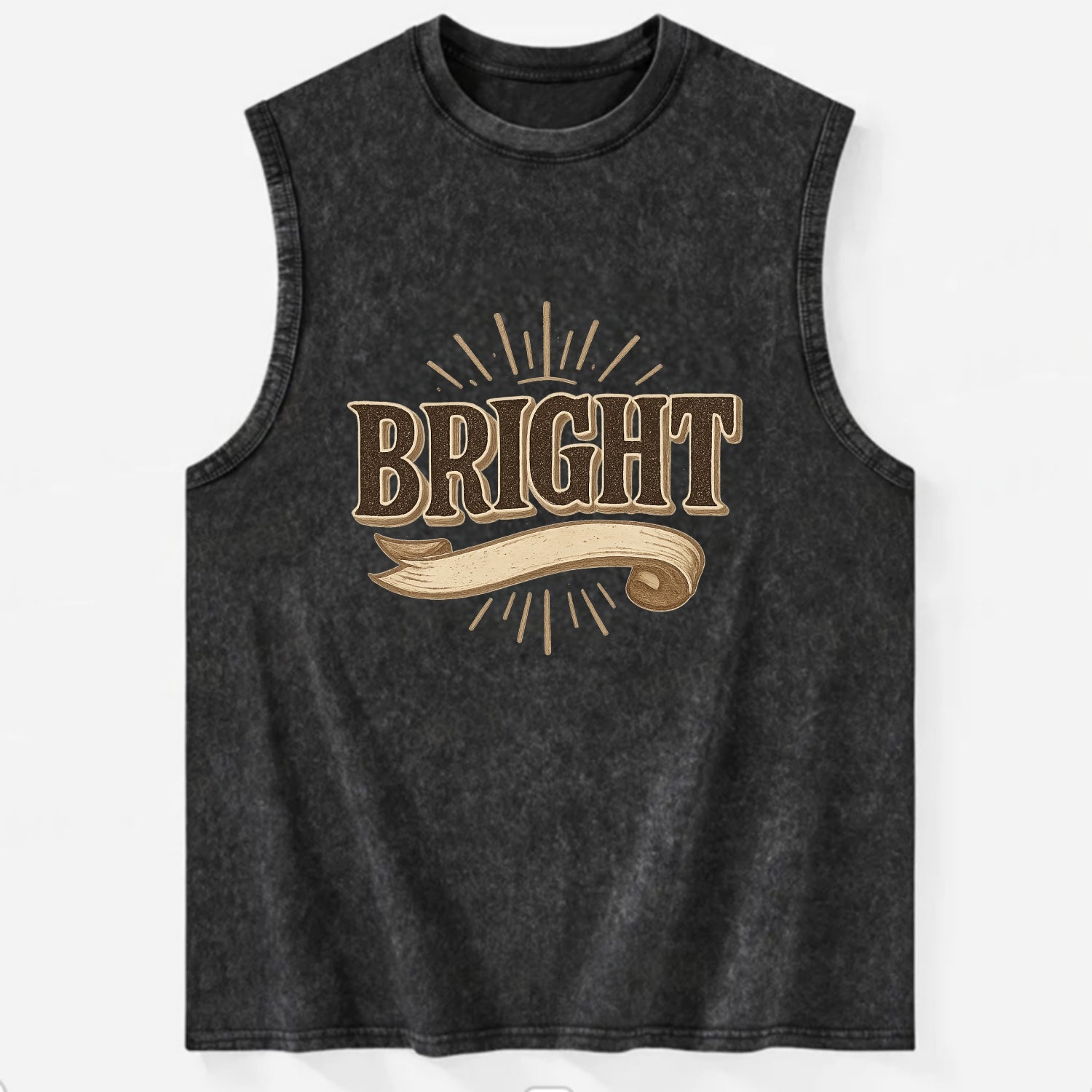Bold typography design - "BRIGHT" - intelligent, shining - Vintage Washed Tank - Black