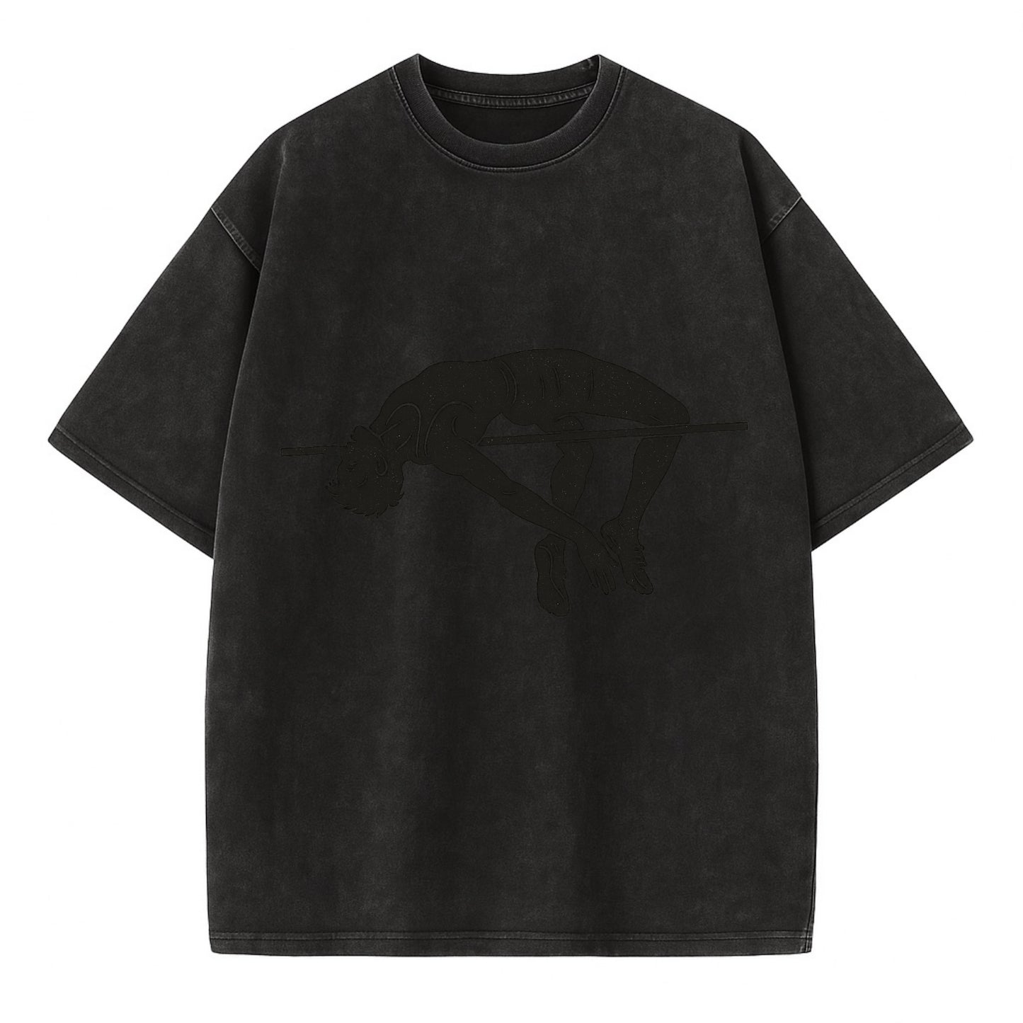 High jumper arching over bar - Vintage T-shirt - Black