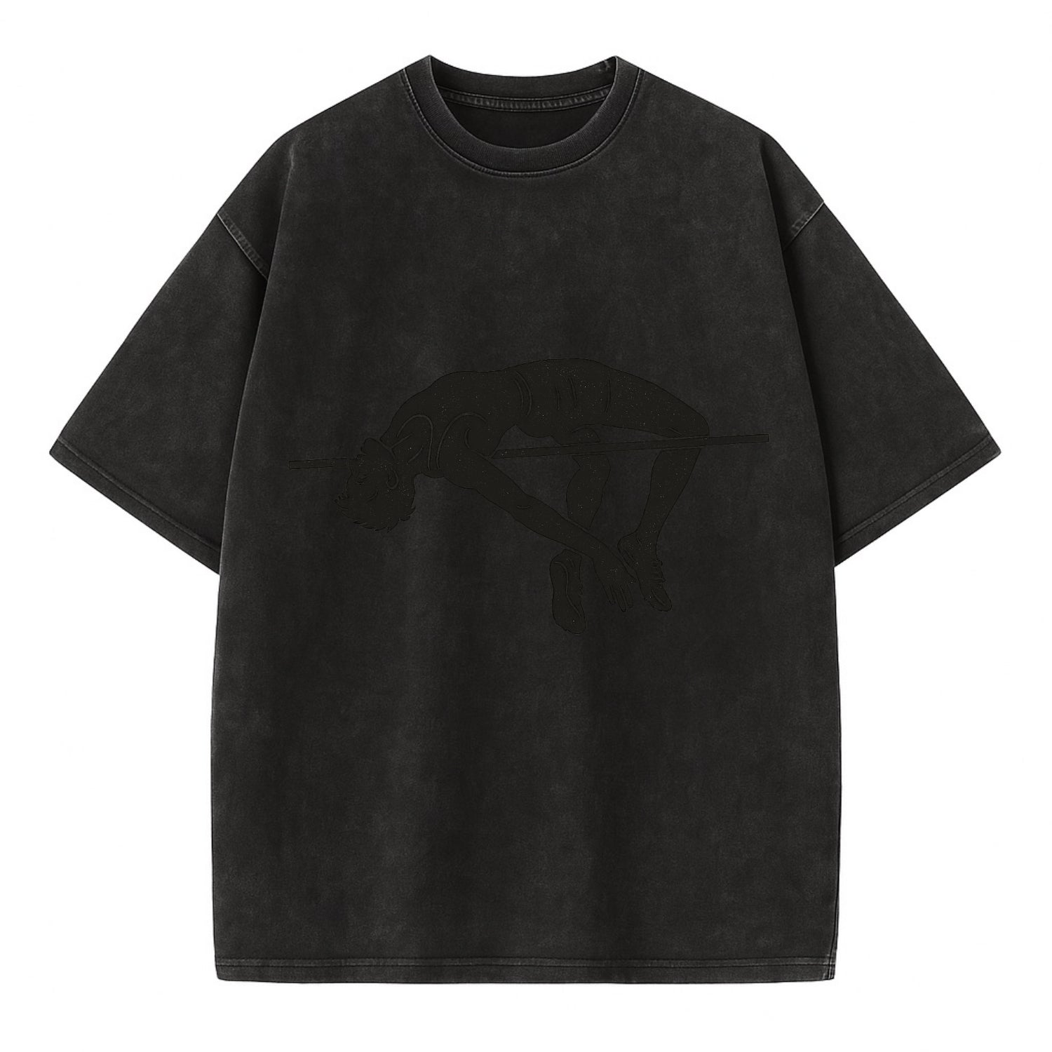 High jumper arching over bar - Vintage T-shirt - Black