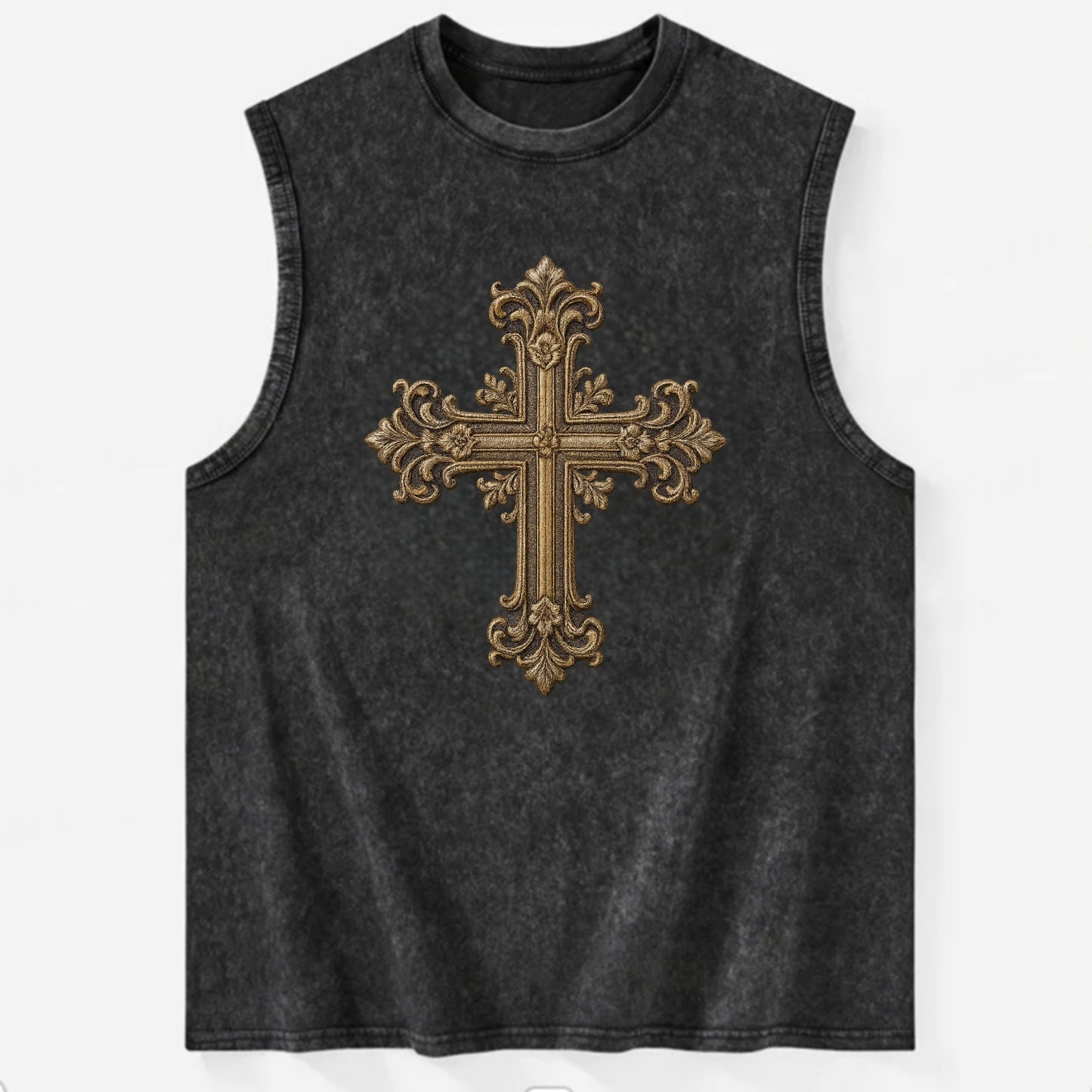 Victorian Cross  - Vintage Washed Tank - Black