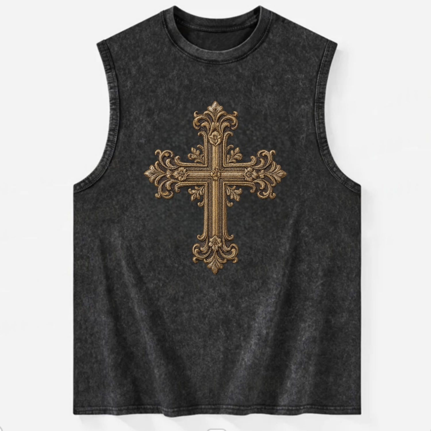 Victorian Cross  - Vintage Washed Tank - Black