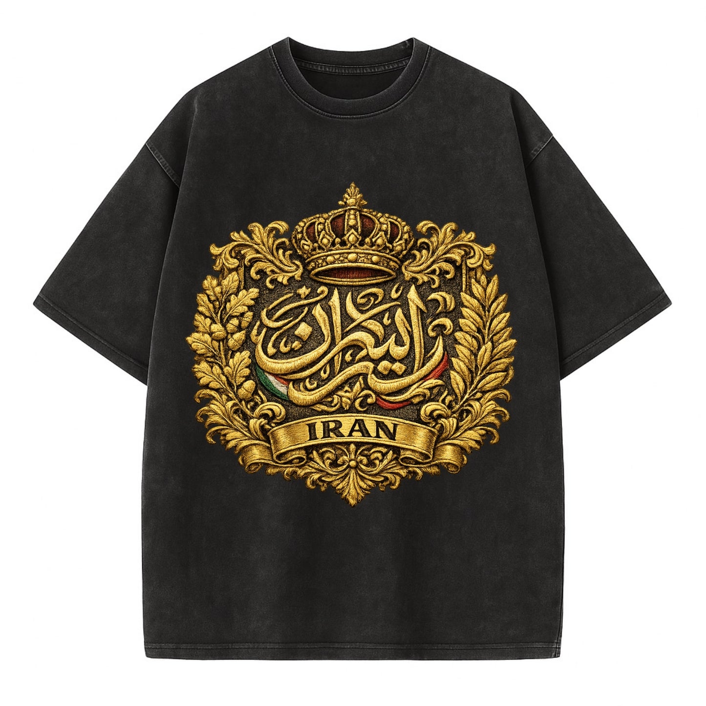 Iran Persian Calligraphy Crest - Vintage T-shirt - Black