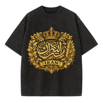 Iran Persian Calligraphy Crest - Vintage T-shirt - Black